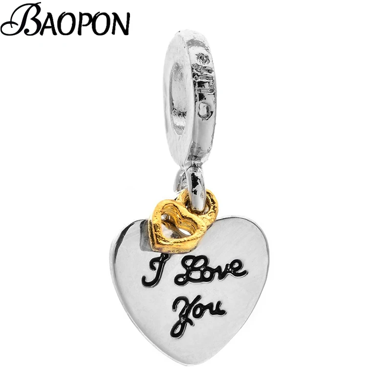 2 шт./лот серебряный цвет I LOVE YOU бусины из сплава подходят для оригинальных