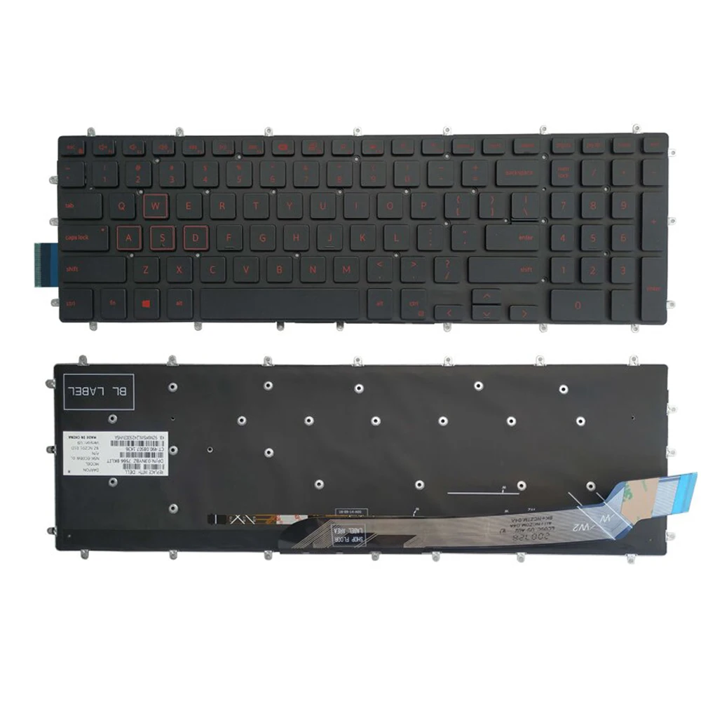Teclado dos Eua para Dell Inspiron 7567 7566 7577 7587 7570 7580 Portátil Inglês Layout Azul Vermelho Branco Retroiluminado Novo Teclado de substituição