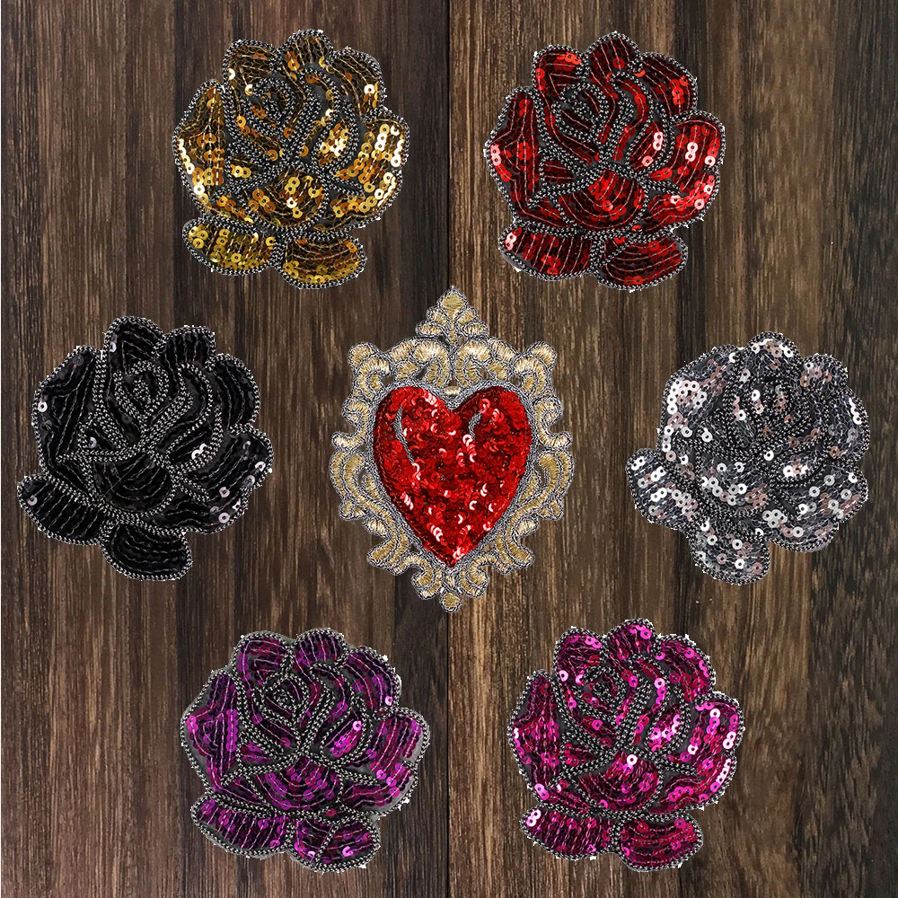 5 шт. нашивка с блестками и цветами|Заплатки| |