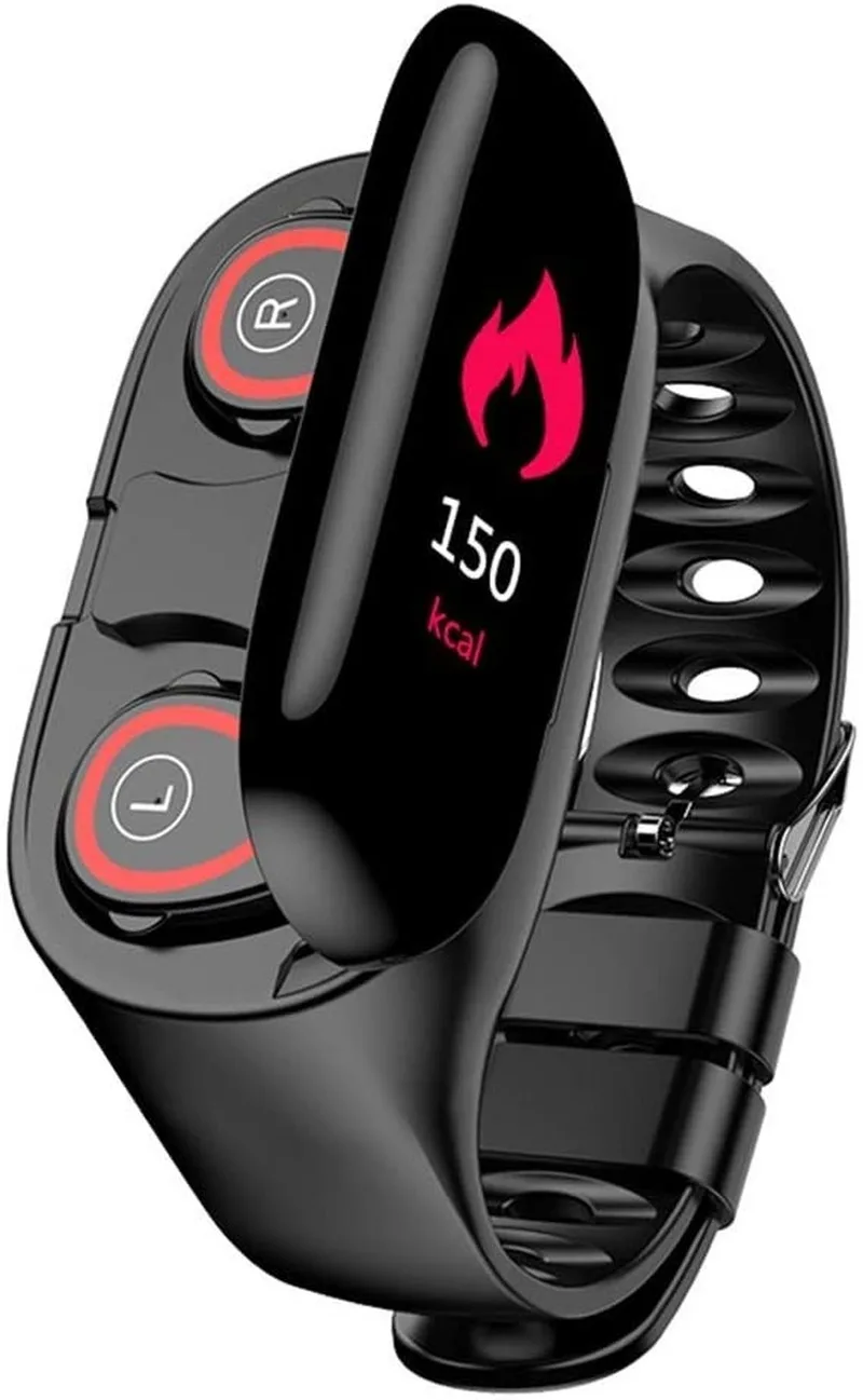 

1 Smart Bracelet Wireless Bluetooth Headset Combo Running Music Wristband Earphone Heart Rate Blood Pressure Fitness