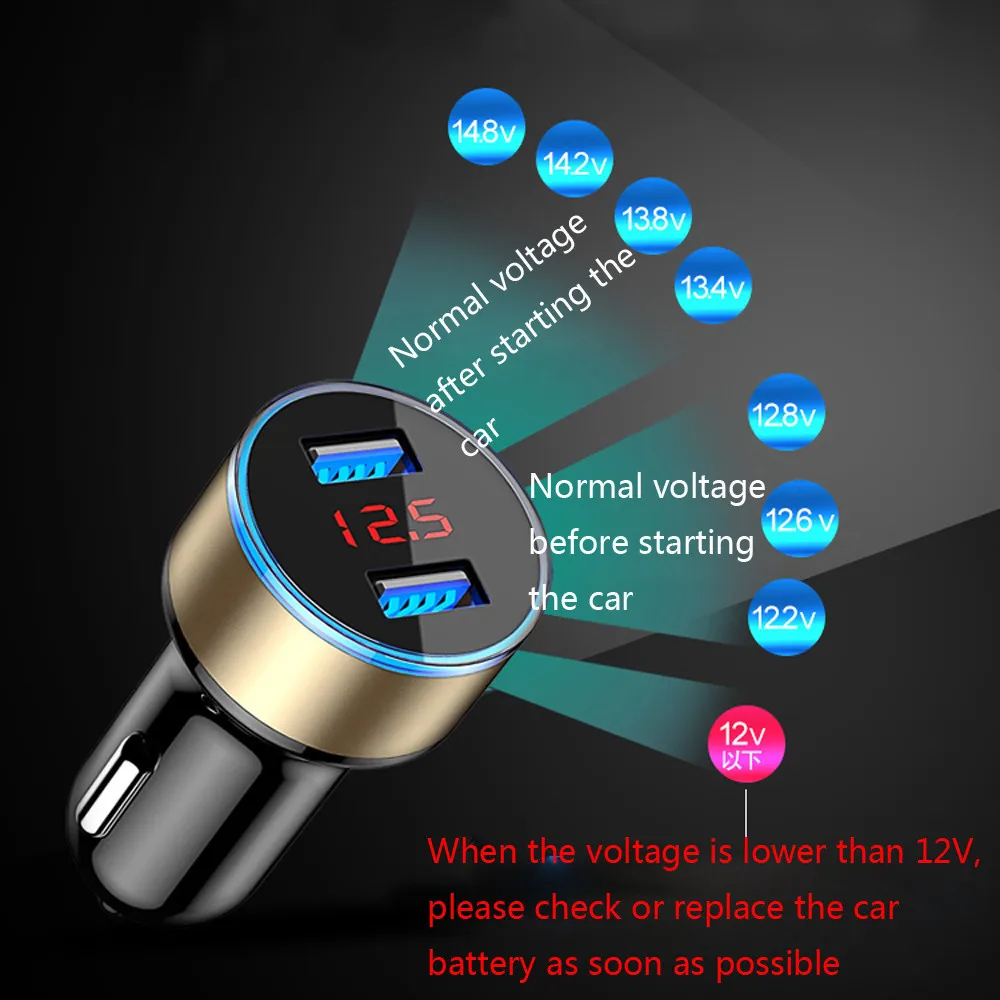 3 1a dual usb car charger with led display universal mobile phone car charger for xiaomi samsung s8 iphone 6 6s 7 8 plus tablet free global shipping