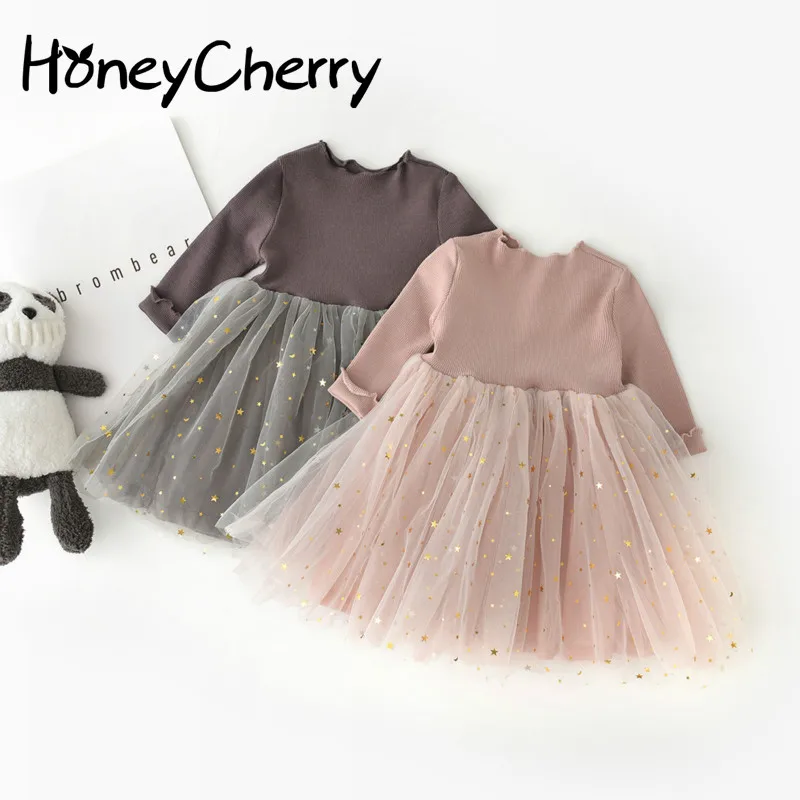 HoneyCherry/Новое Детское платье принцессы для девочек Платье с длинными рукавами и