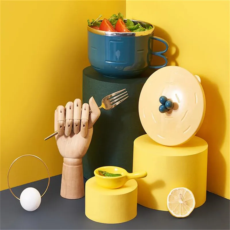 Нержавеющая сталь большая чаша с крышкой Кухня большой суп лапша рис Ramen