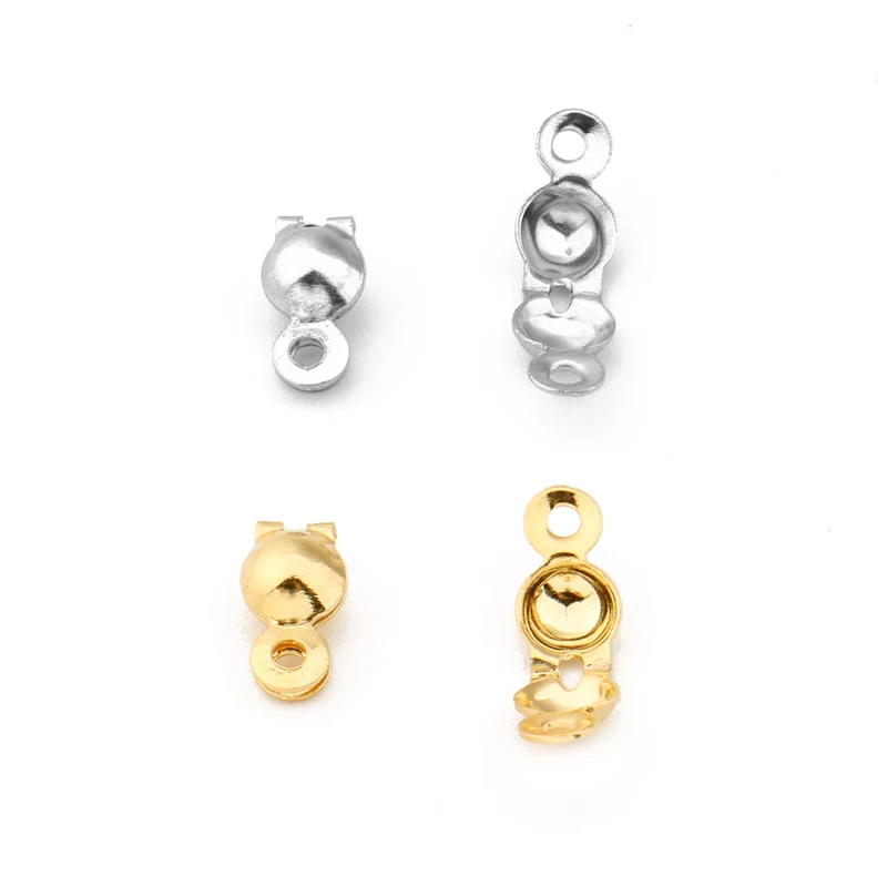 100Pcs Stainless Steel Necklace Chain Connector Clasp Accessories Ball Chain Crimps End Beads Findings For DIY Jewelry Making