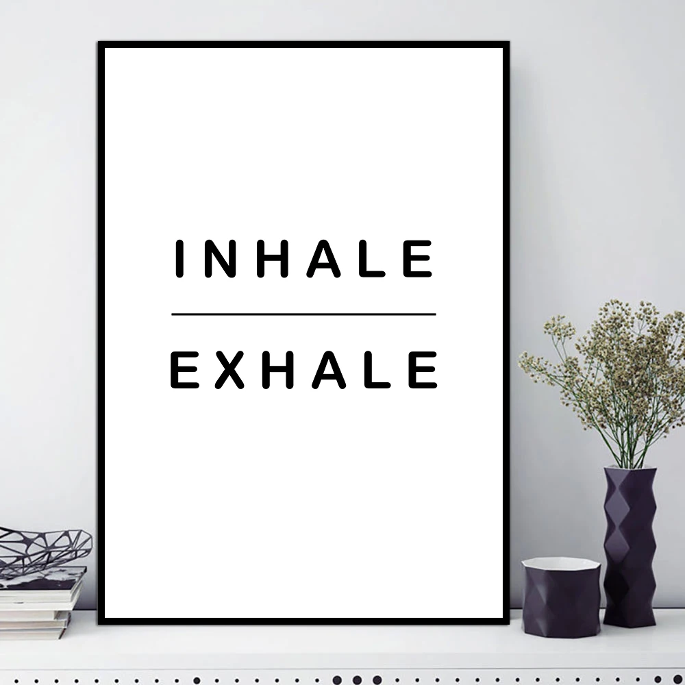 

Inhale Exhale Artwork Art Prints Yoga Trend Canvas Poster Quote Painting Motivation Wall Pictures for Living Room