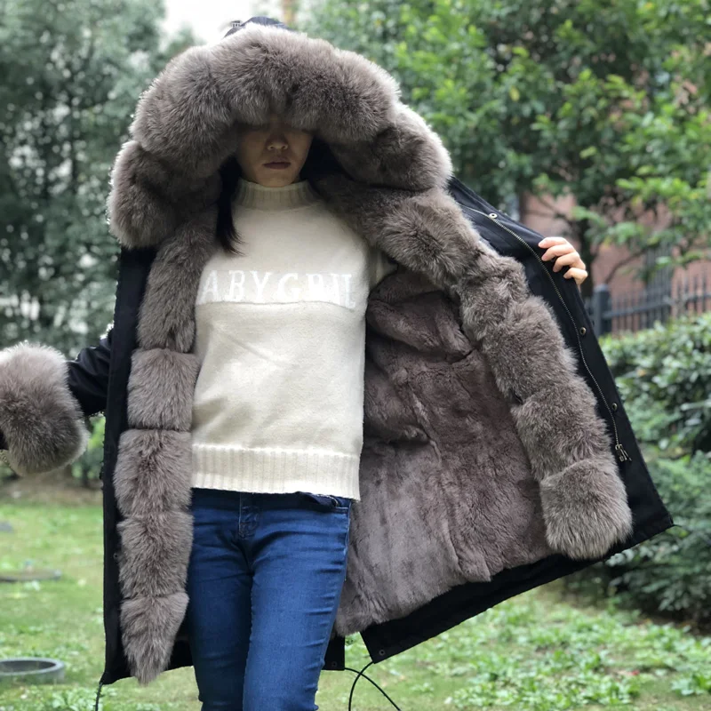 Fandy lokar парка с натуральным мехом женская зимняя куртка капюшоном из натурального