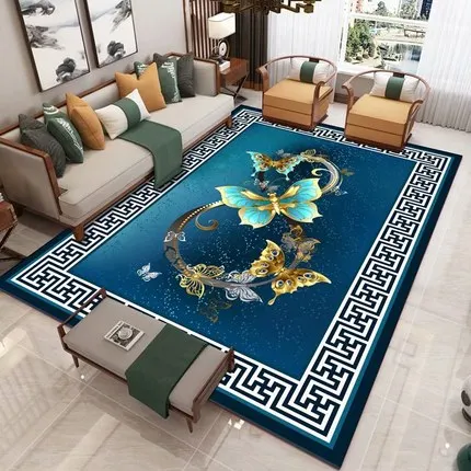 

Chinese Style Flower Butterfly Carpet Bedroom Living Room Sofa Rectangular Non-Slip Large Floor Mat