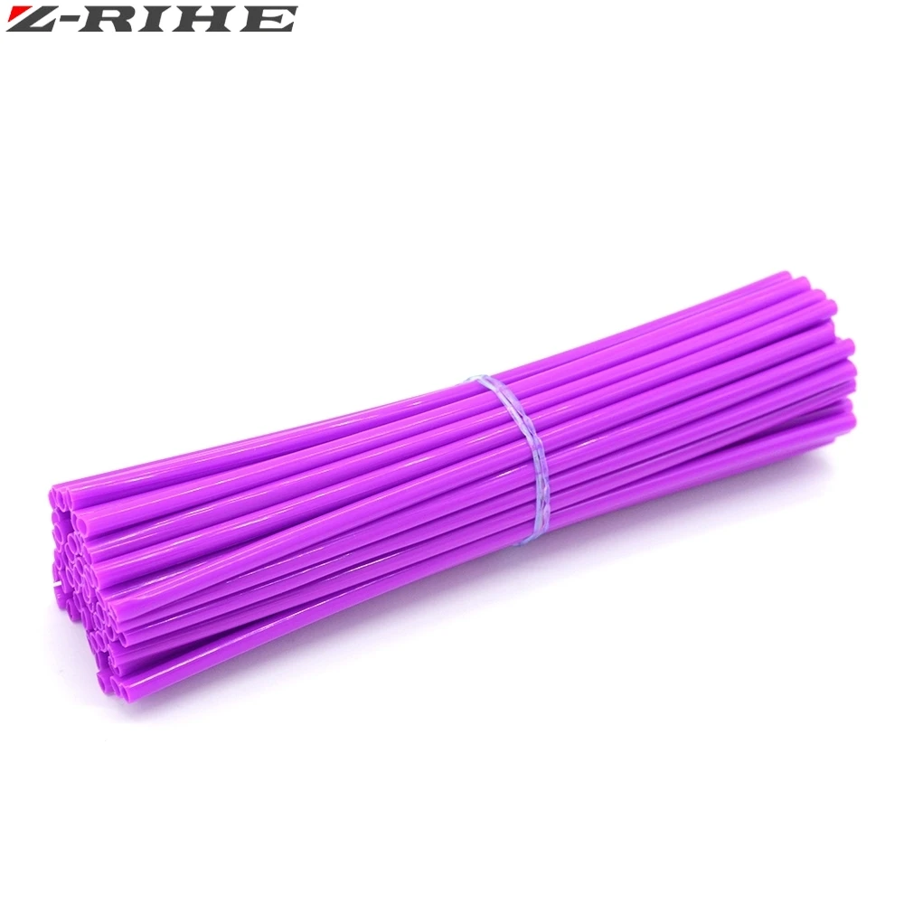 purple 72 шт. колеса мотоцикла накладки на спицы обертывания обода обрезки кожи крышки трубы для мотокросса велосипеда крутые аксессуары 11 цветов - Цвет: purple