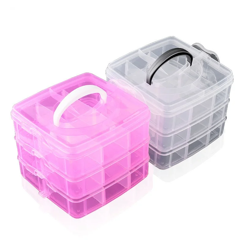 

3 Layers 18 Compartments Clear Storage Box Container Accessories Bead Organizer Case for Beads Earring Box for Jewelry Box Case