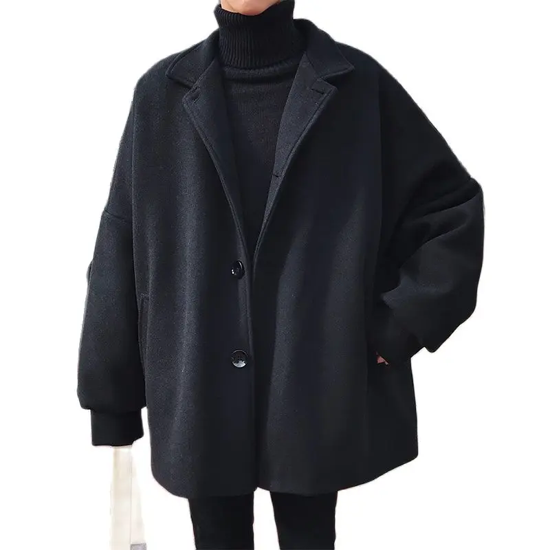 

Зимнее модное шерстяное пальто, пальто, куртка, мужские свободные повседневные парки, Тренч, черные шерстяные длинные кашемировые пальто, ж...