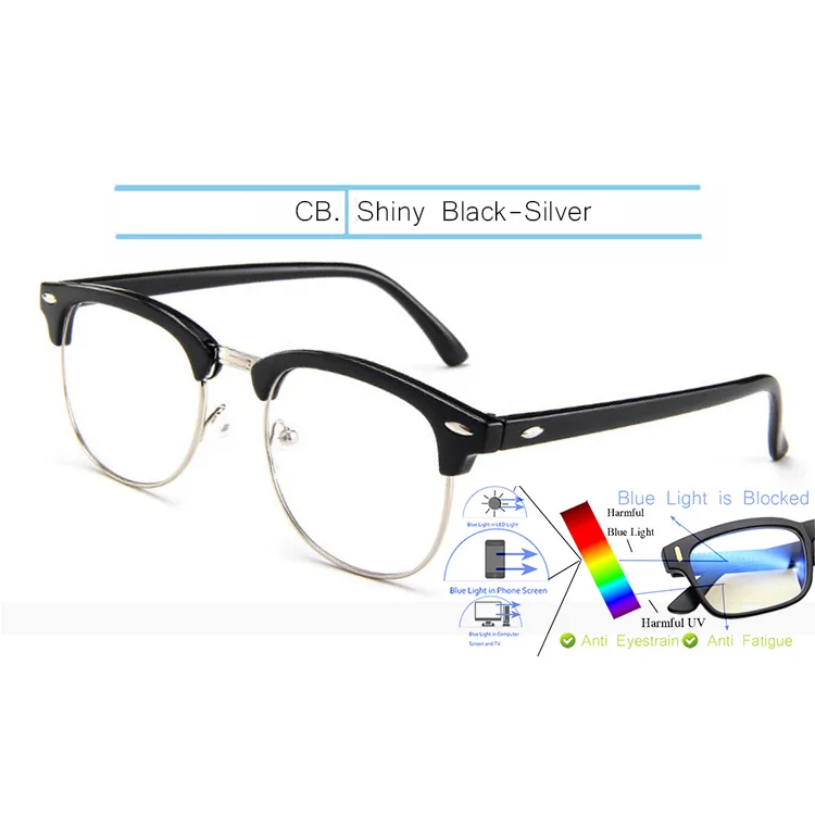 Clear-S Black-Silver IVSTA игровые очки мужские анти-Синие лучи компьютерные очки светильник блокирующая оптическая оправа близорукость очки желтые ночного видения 3016 - Цвет оправы: Clear-S Black-Silver