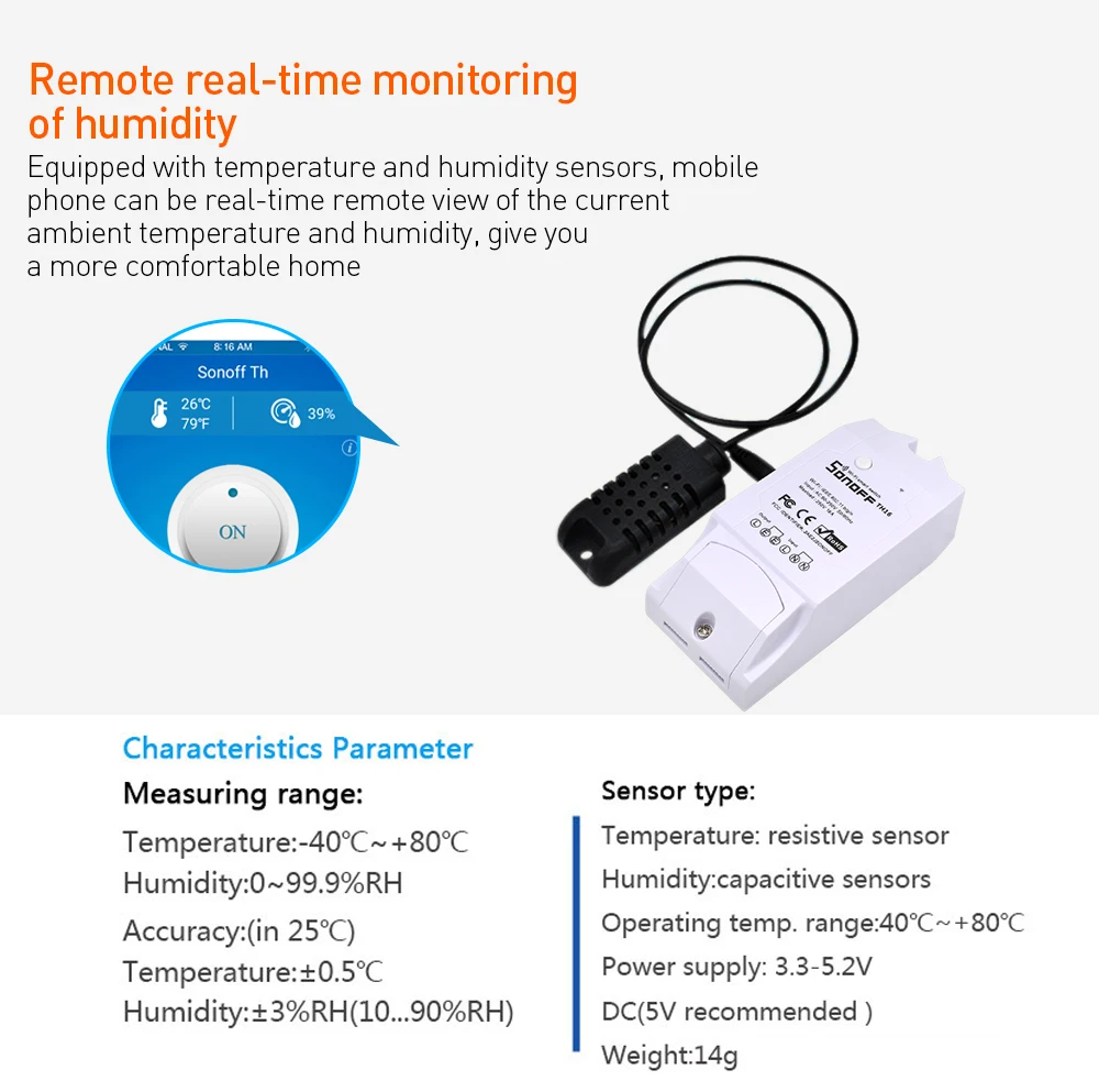 SONOFF TH16 Wifi переключатель SI7021 DS18B20 датчик AL560 расширение мониторинга температуры и влажности Зонд 15A таймер Google Home Alexa