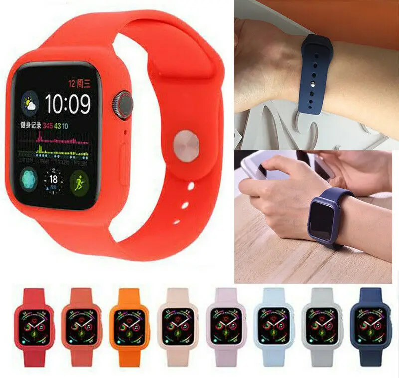 

Силиконовый ремешок для часов чехол защитный бампер для apple Watch серии 6 5 4 3 2