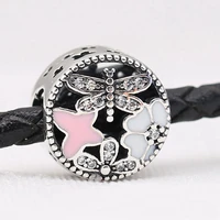 authentic 925 sterling silver creative heart shaped enamel butterfly beads fit original pandora bracelet for christmas jewelry