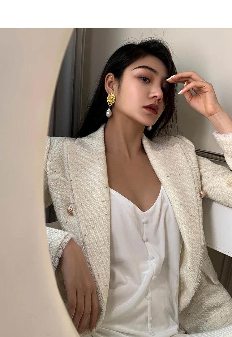 

Timeless Wonder Gorgeous Baroque Pearl Geo Stud Earrings for Women Jewelry Goth Designer Ins Bontique Party Retro Rare Gift 6352