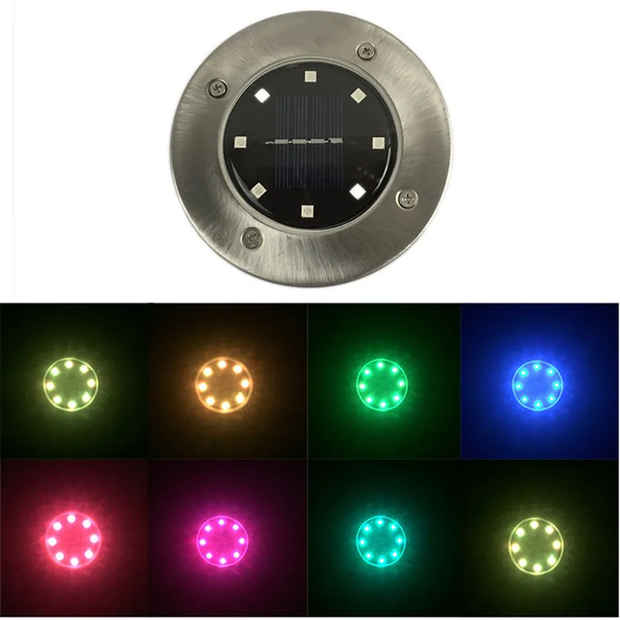 

Цветная (RGB) 7 Цвета Водонепроницаемый открытый светильник Беспроводной Скрытая лампа 8 светодиодов для праздничного оформления двора, доро...
