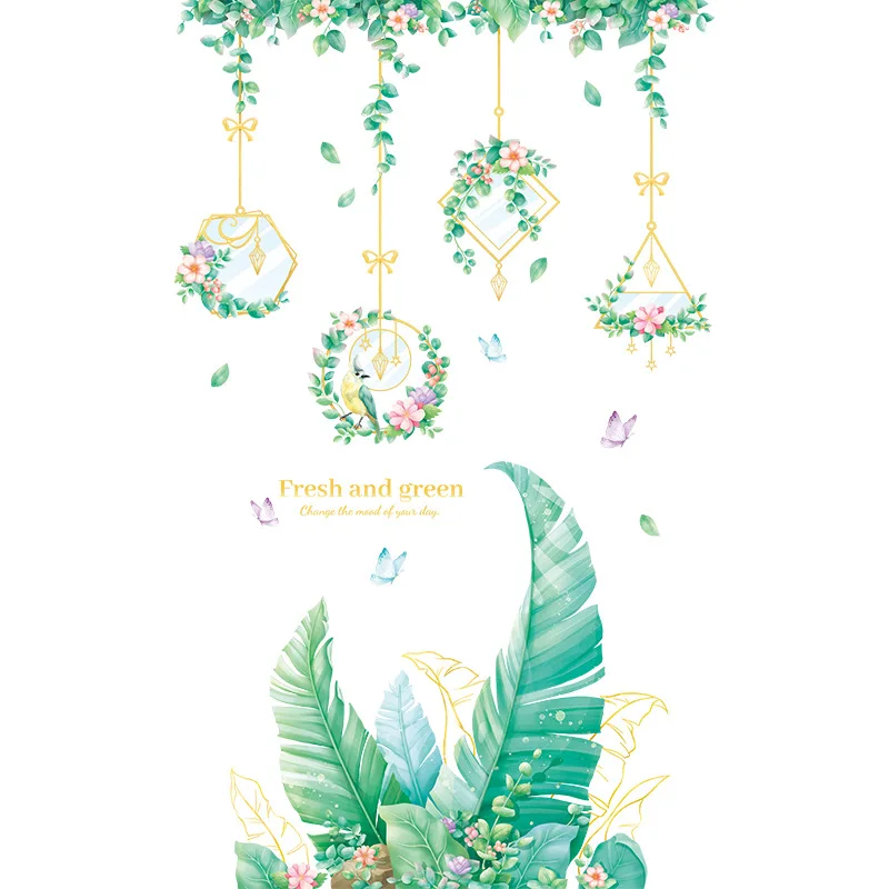 

Nordic Big Green Leaf Vine Wall Stickers for Living rooms Bedroom Wall Decor Removable Room Decor Sicker Porch Aisle Art Decals