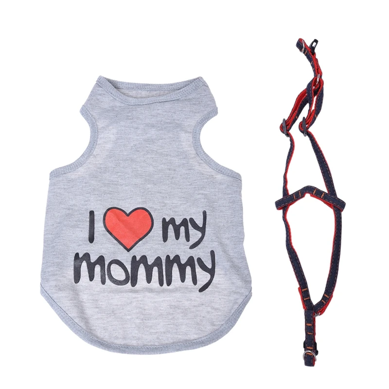 2 шт. аксессуары для домашних животных: 1 футболка с надписью I Love Mommy Dog большой и