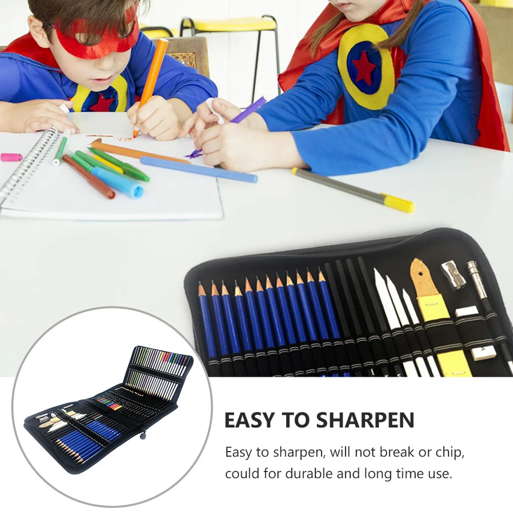 

72 Pcs Colored Pencils Set Sketch Pencil Kit Professional Charcoal Pencils