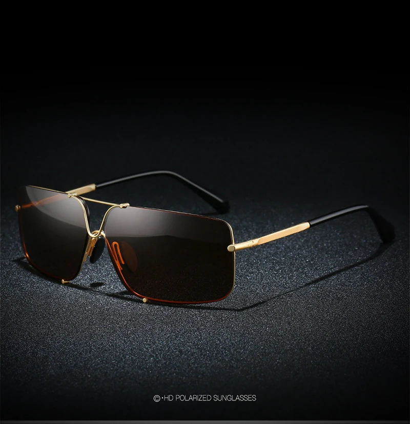 SAYLAYO Cool men's fashion Ретро Поляризованные металлические прямоугольные солнцезащитные очки водительские очки для рыбалки с коробка на молнии