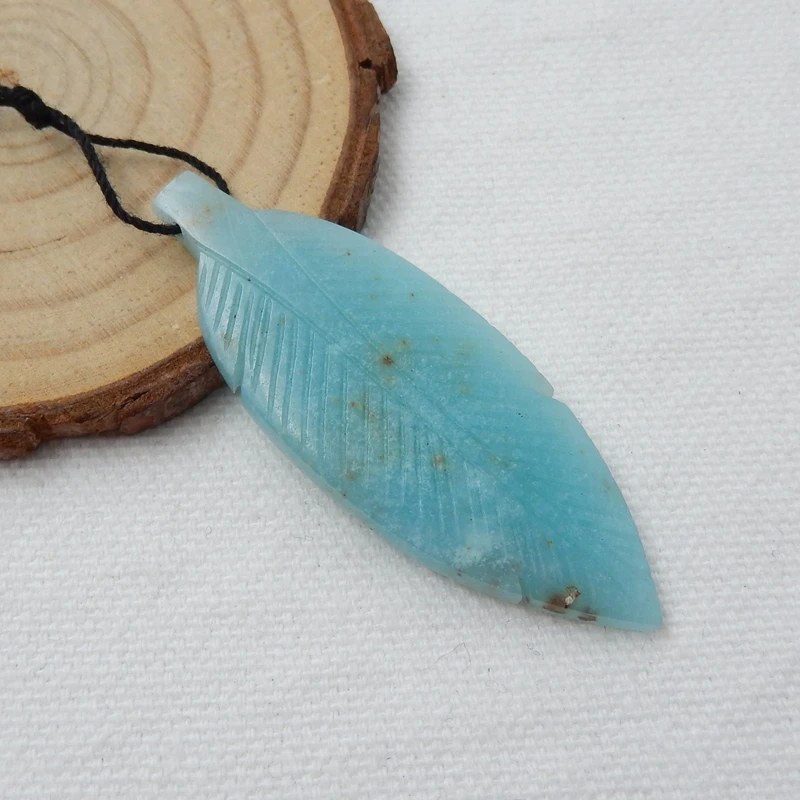 Резной Амазонит в форме листьев натуральный камень ручная работа подвеска