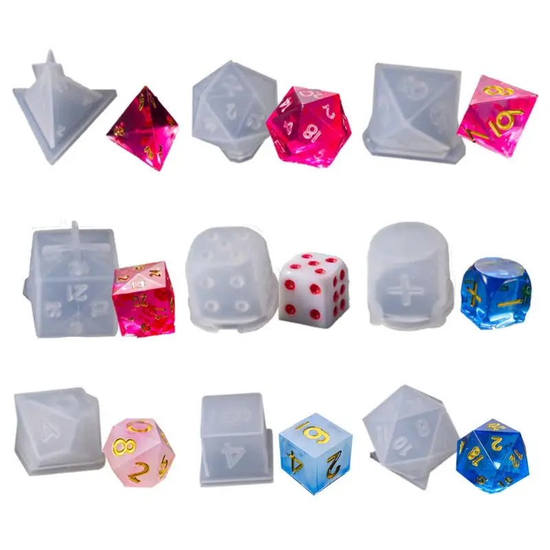 

9 Shapes Dice Fillet Square Triangle Dice Mold Dice Digital Game Silicone Mold