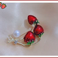 enamel strawberry brooches fruit cute flower strawberry girl brooch enamel silk scarf buckle clothing diy hat bag accessories