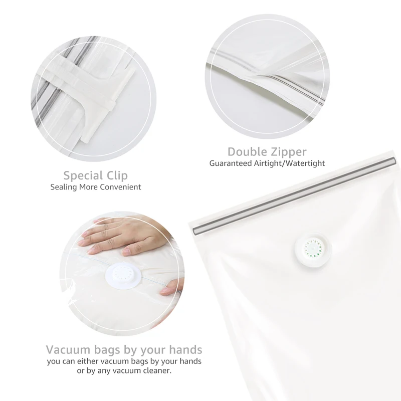 TAILI 6 шт. вакуумные сумки для хранения одежды не требуется насос ручная сумка под