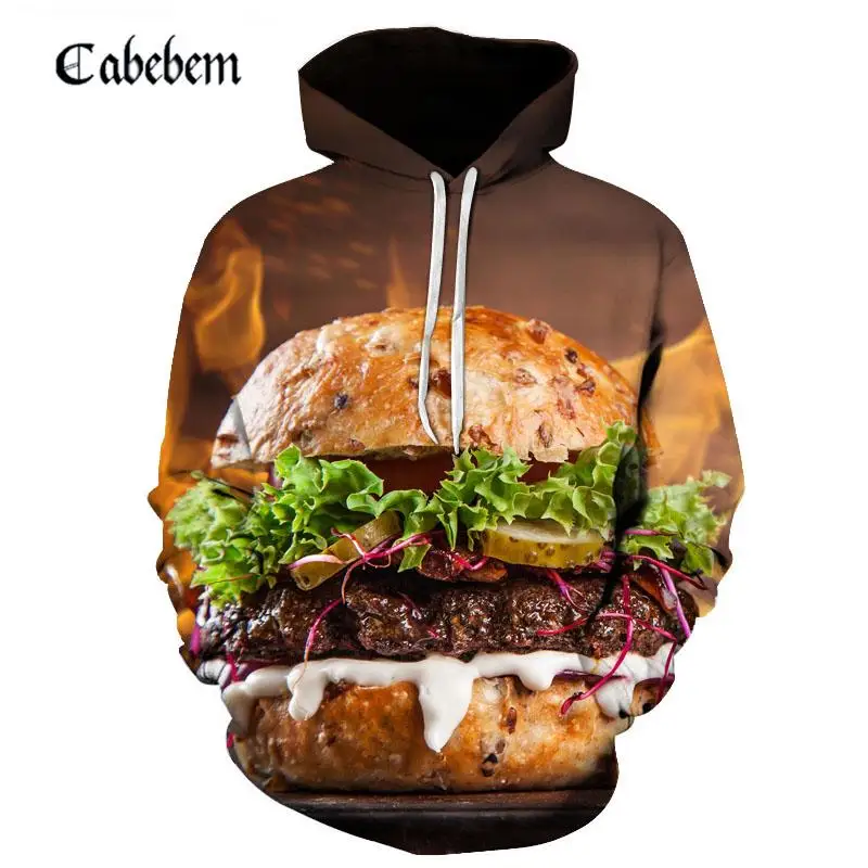Бренд Tide hot burger мужские толстовки искушение еда пуловер с капюшоном толстовка 3D