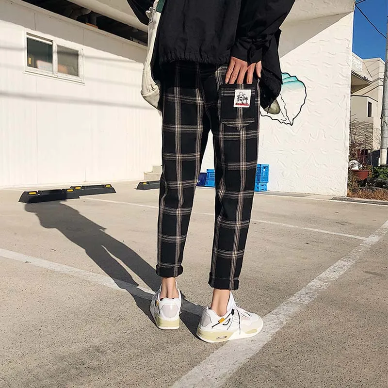 Разборчивого штаны в клетку для женщин INS 2020 Женская хлопковая уличная одежда