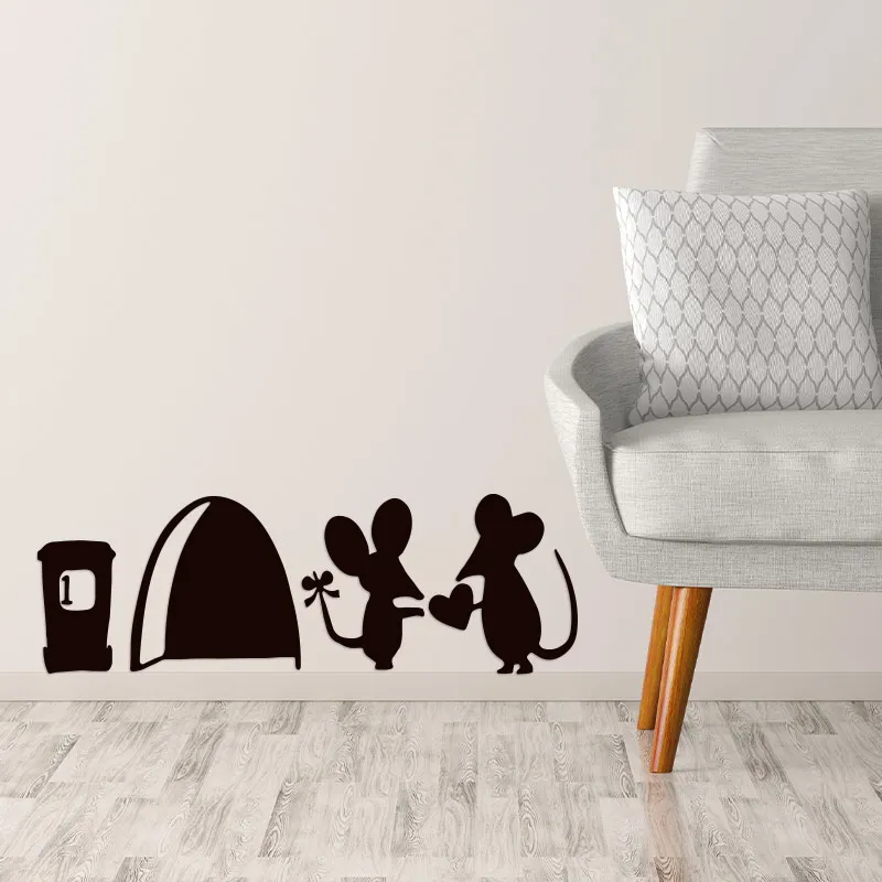 

4 Styles Mouse Stickers Design Wallpaper Funny Wall Art Sticker Vinyl Decal Mice Home Skirting Board Mice Home