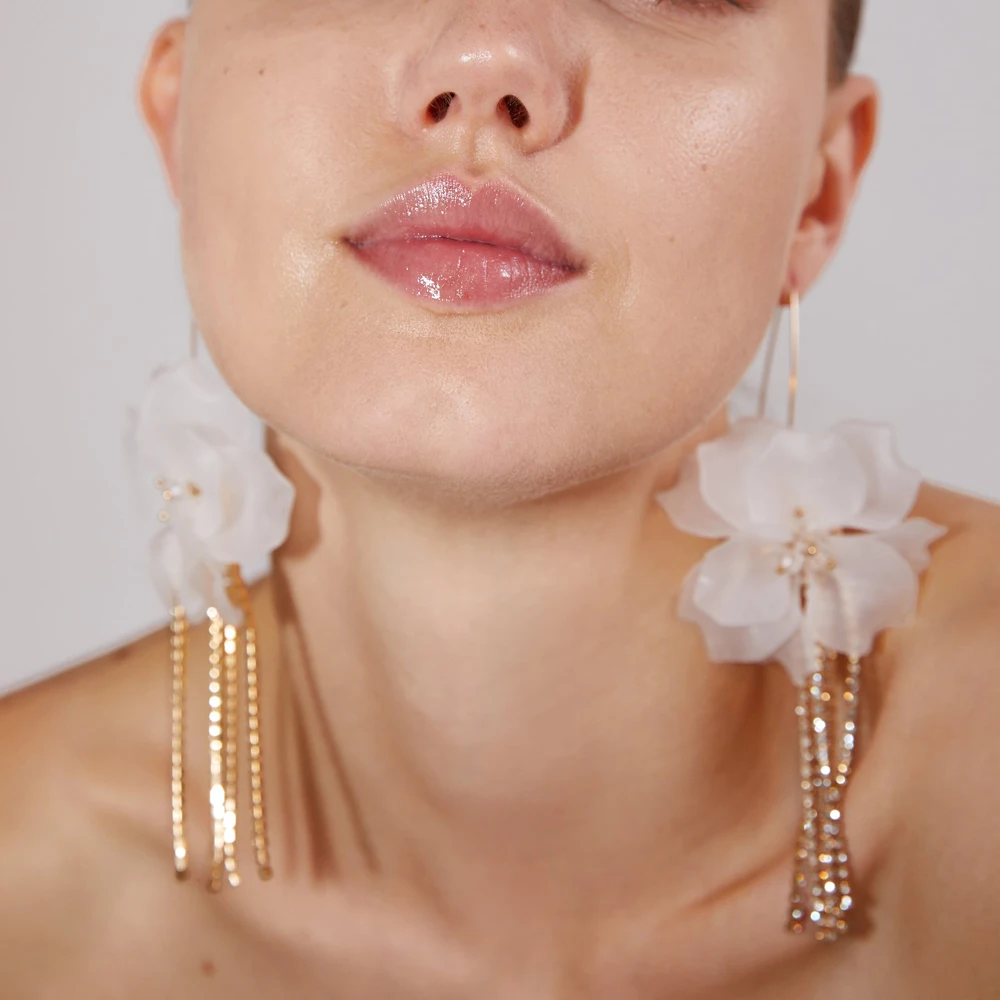 Wholesale JUJIA Bohemian Resin Flower Tassel Earrings For Women Handmade Rhinestone Statement Long Drop Bijoux | Украшения и