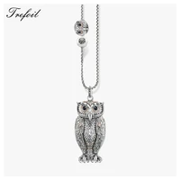 link chain necklace big and small owl fashion 925 sterling silver jewelry european romantic gift for women girls 2018 collier