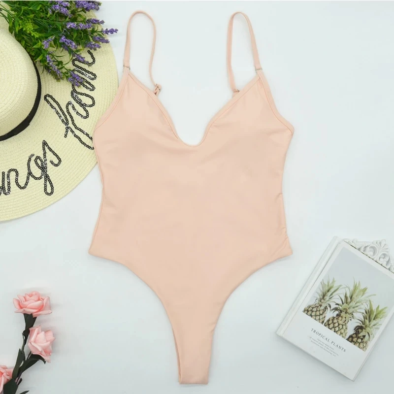 

Swimwear For Women 2021 Bikini One-Piece Swimsuit Open Back Solid Color Sexy High Waist Swimming Suit Micro Bikini Bathing Suits