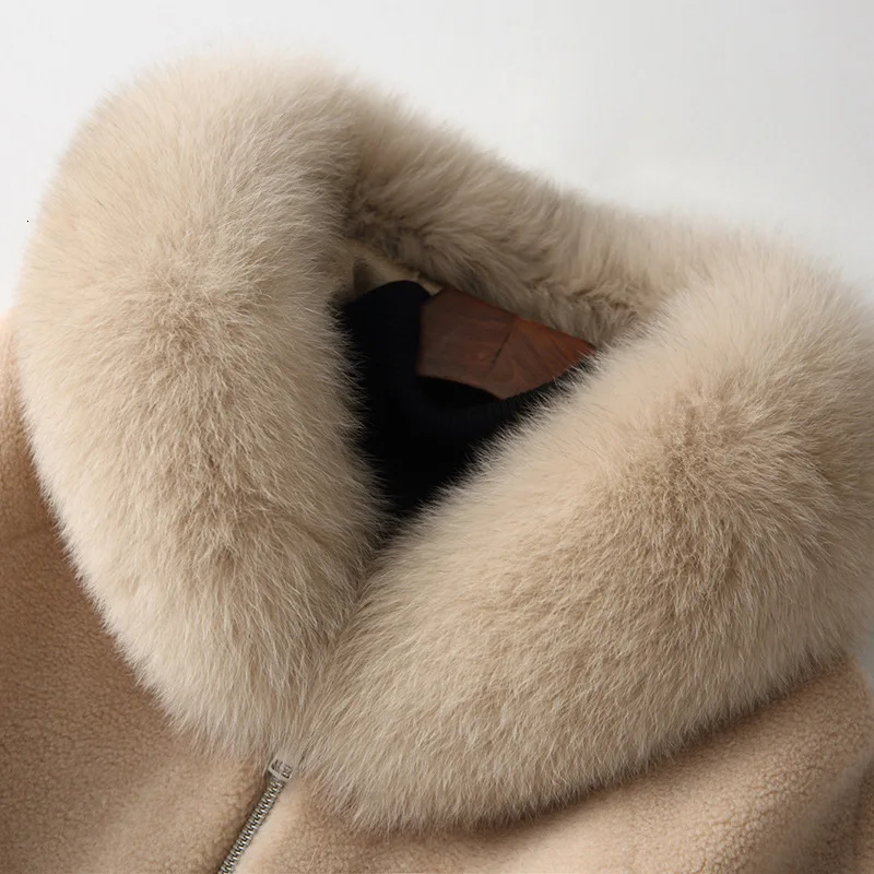 Новинка 2019 шуба для женщин воротник из лисьего меха шерстяное пальто Воротник