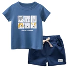 Комплект летней одежды для мальчиков BINIDUCKLING, хлопковая футболка с короткими рукавами и принтом собаки, шорты, удобная детская одежда