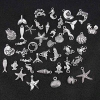 40pcs tibetan silver mixed styles shell starfish charms pendants diy jewelry making for necklace bracelet findings accessaries