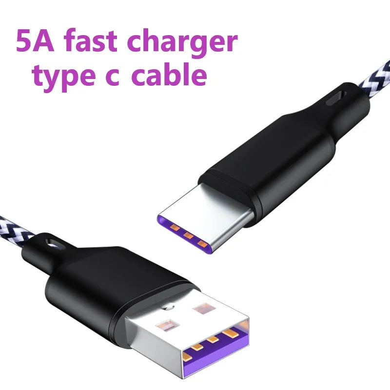 1 м 5А кабель для быстрой передачи данных зарядный TYPE-C нейлоновый Плетеный