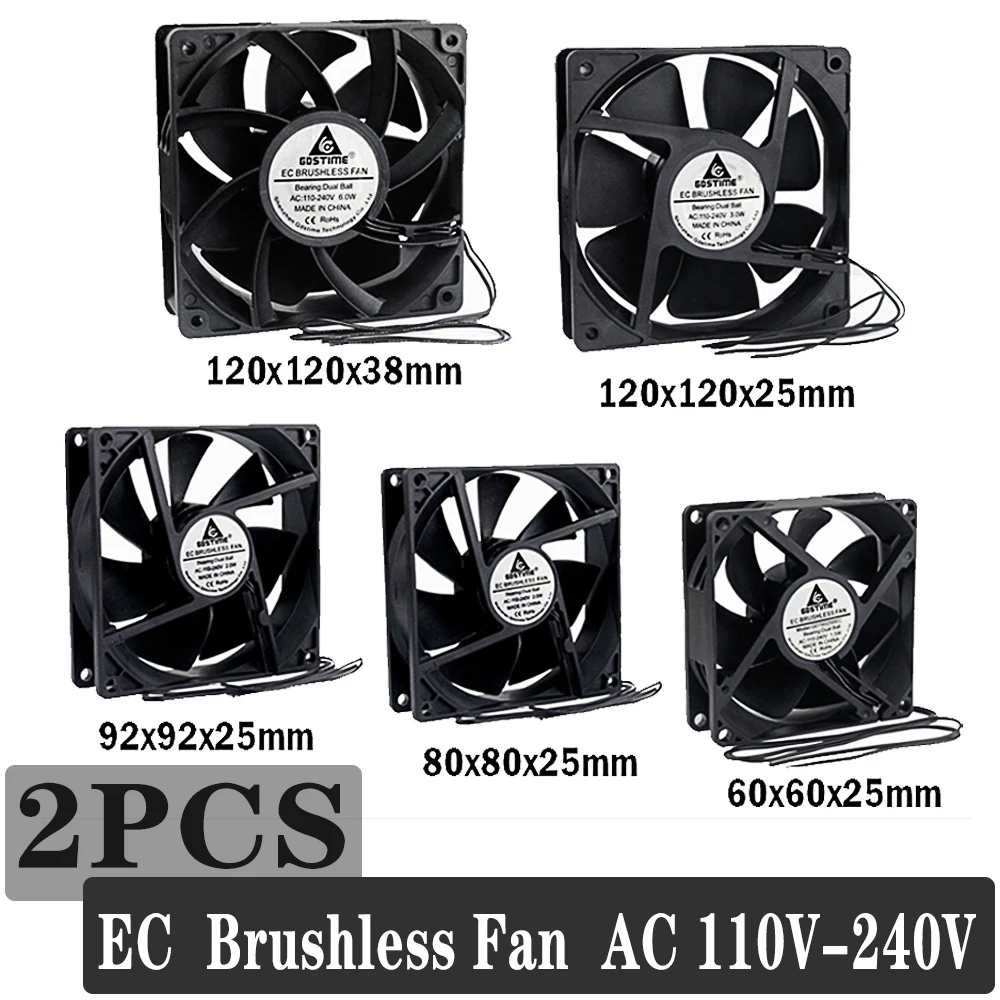 2 шт. Gdstime EC Бесщеточный Охлаждающий вентилятор AC 110 в 120 220 240 В шарикоподшипник