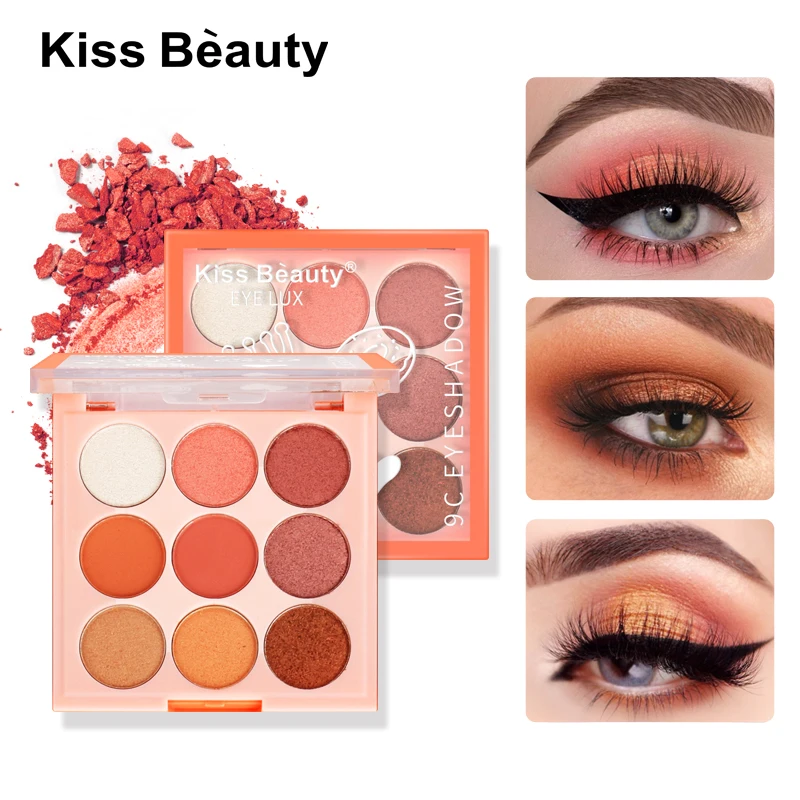 9 цветов Палитра теней для век бело оранжевые блестящие гладкие тени