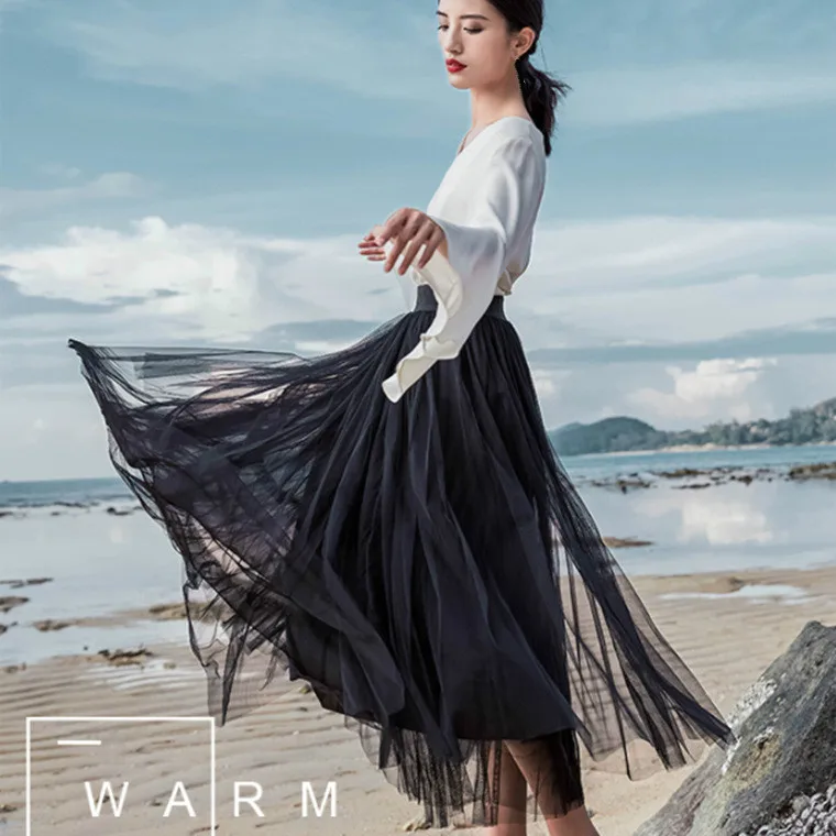 Летняя женская длинная Плиссированная юбка в европейском стиле Офисная