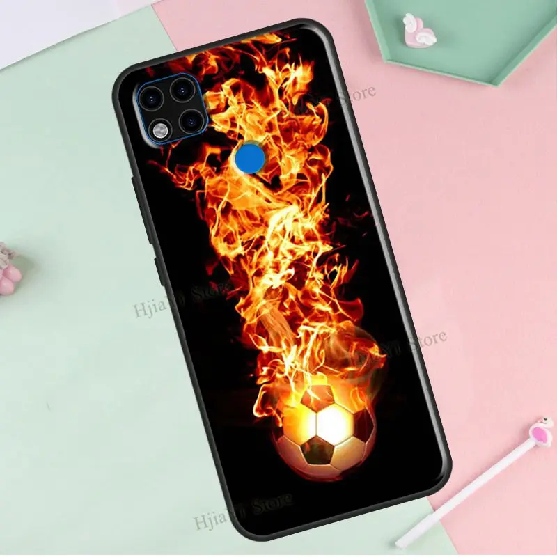 Fire Football Ball Soccer Case For Redmi Note 10 Pro 11 9 8 10S 9S 9C 9A 9T Coque | Мобильные телефоны и аксессуары