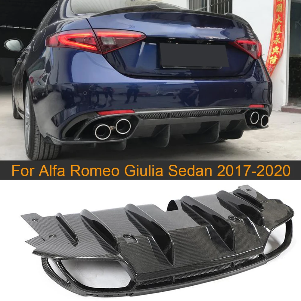 Автомобильный диффузор для заднего бампера с наконечниками Alfa Romeo Giulia Sedan 4D 2017-2020