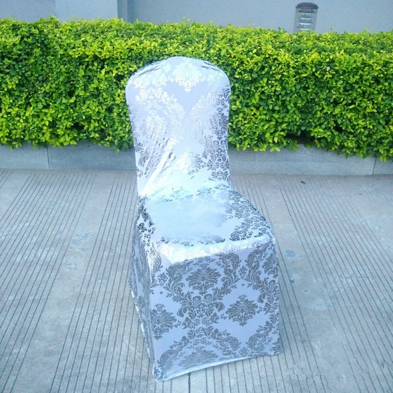 

European Style Golden Sliver Color Dinning Room Chair Cover Spandex Wedding Feast Seat Covers Kitchen Slipcover Housse De Chaise