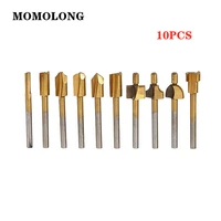 10pcs hss router bits wood cutter milling 18 3mm shank carpentry router bits for rotary tools fits dremel rotary tool set