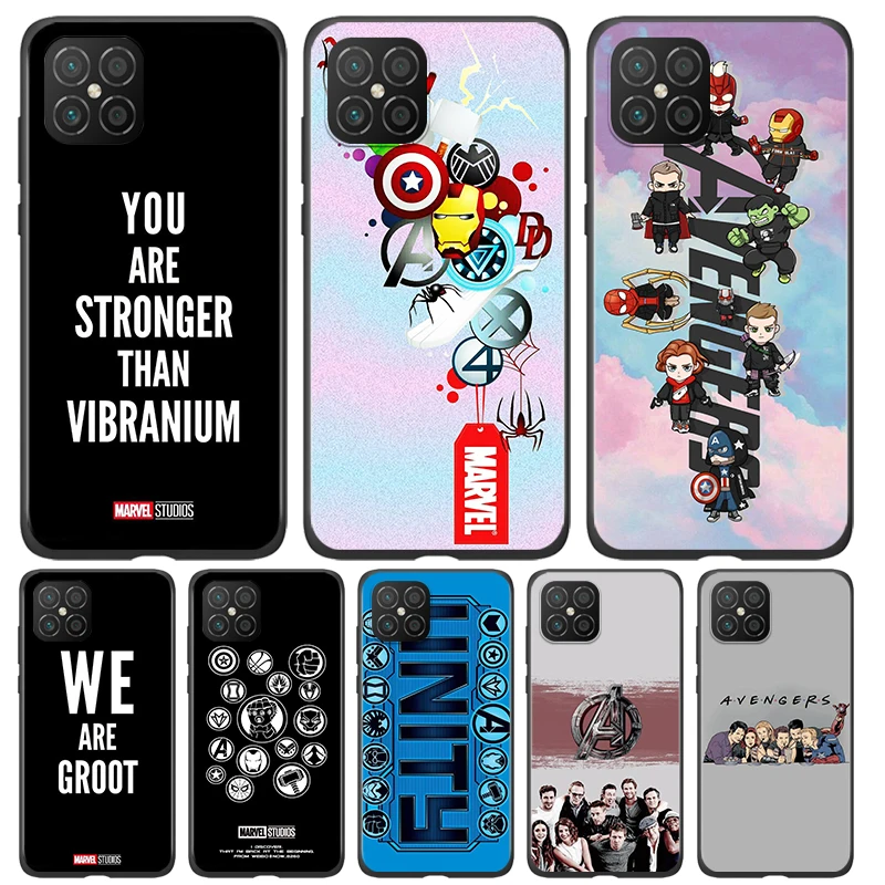 

Silicone Cover Marvel Avengers cute text logo For Huawei Nova 8 7i 6 5T 5i 5Z 4E 3i 3e 2i SE PRO Lite 4G 5G Black Phone Case