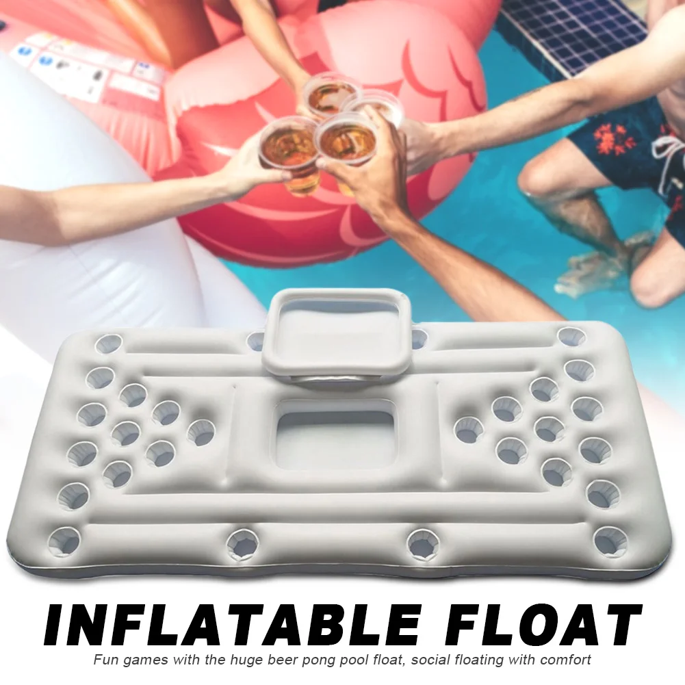 

Swimming Pool Portable Beer Pong Inflatable Float Ice Bucket Cooler Entertainment 28 Cup Holder Raft Reusable Summer Party