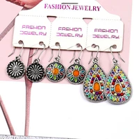 earring set bohemian engraved earrings creative flower drop color oil drop earrings set earrings for women unusual earrings
