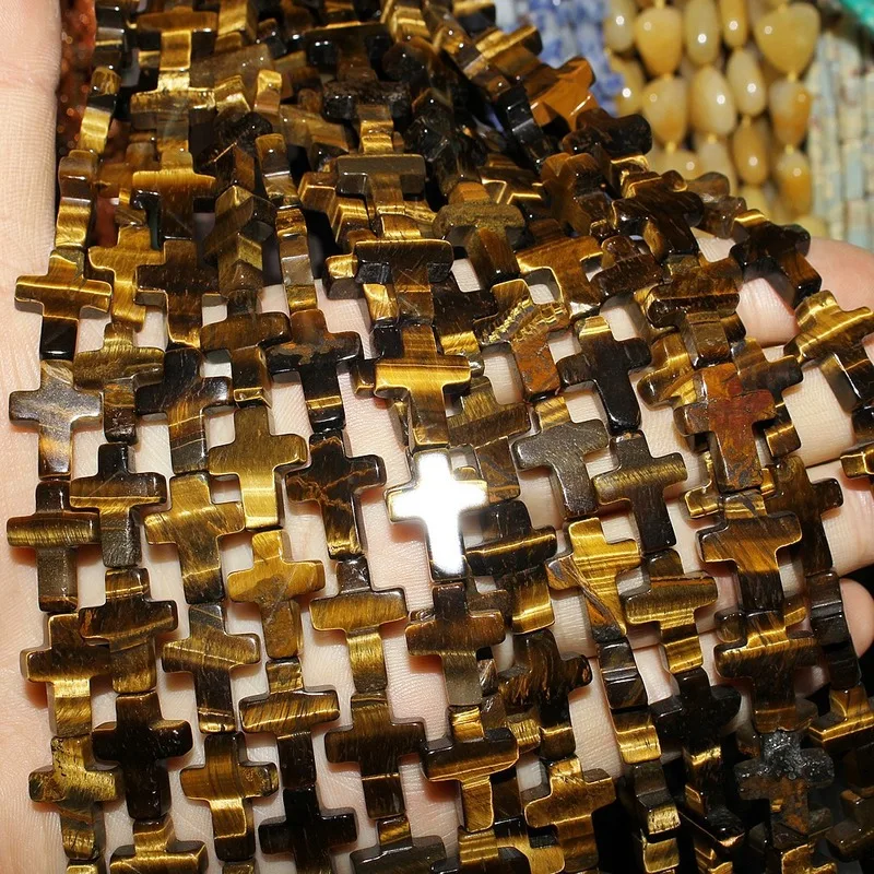

Natural Semi-precious Stones Loose Beads 12 * 16mm Cross-shaped Beaded Semi-finished DIY Bracelet Necklace Jewelry Accessories