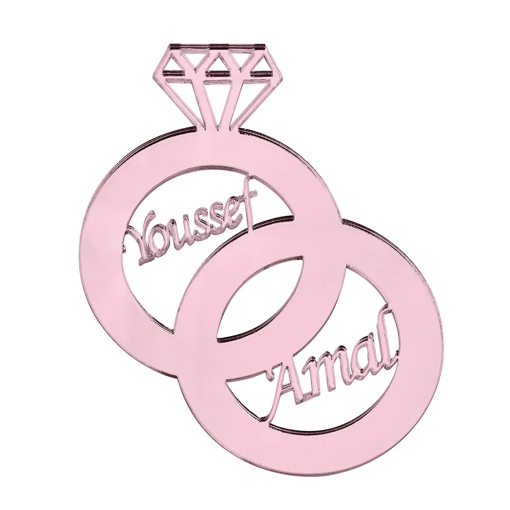

20Pcs Personalized Engraved Diamond Ring Acrylic Name Card Table Centerpieces Decor For Wedding Party Decoration Favors Gift